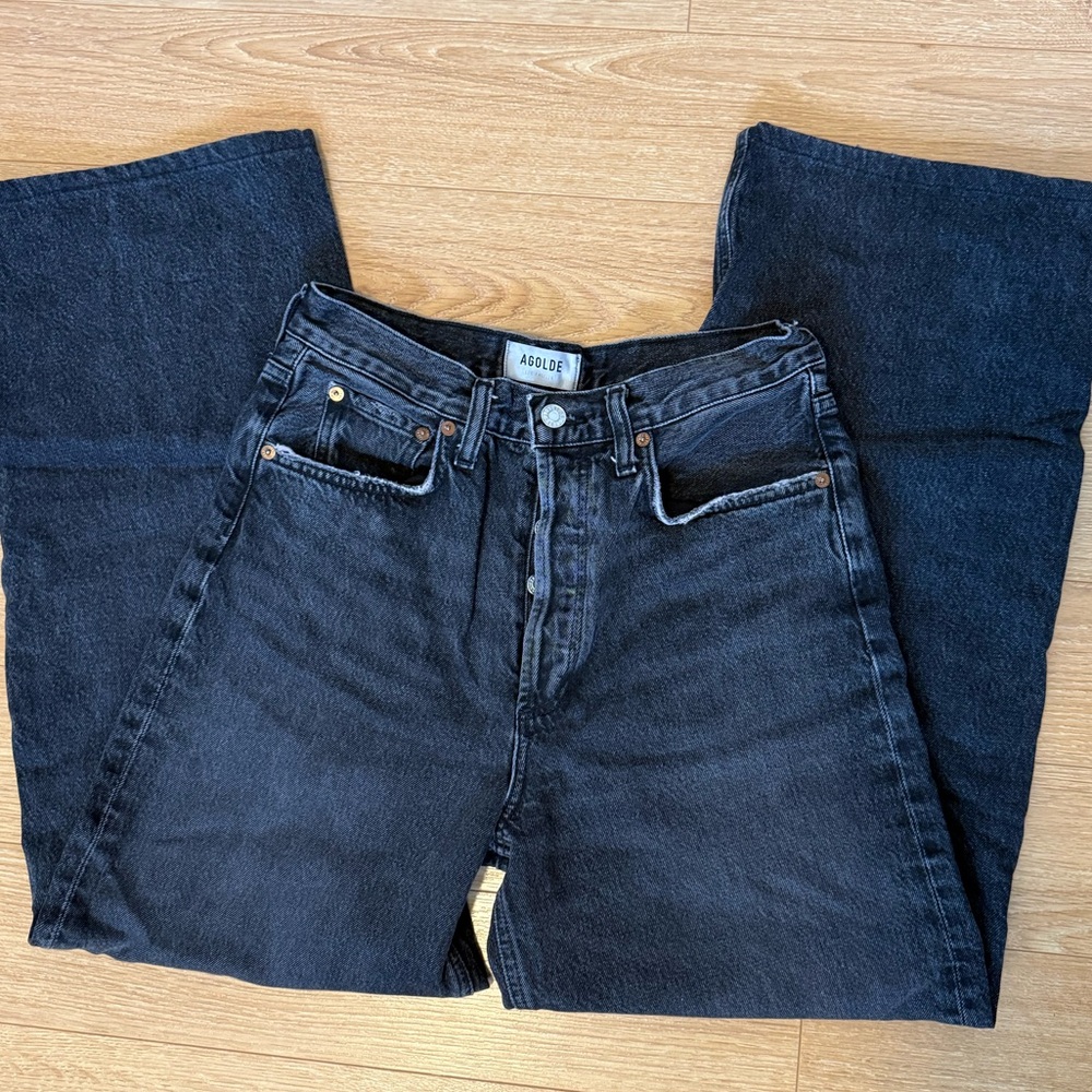 Agolde Black Wide Leg Flare Jeans